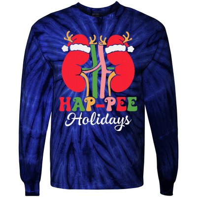 Retro Hap Pee Dialysis Kidney Nurse Santa Christmas Party Tie-Dye Long Sleeve Shirt