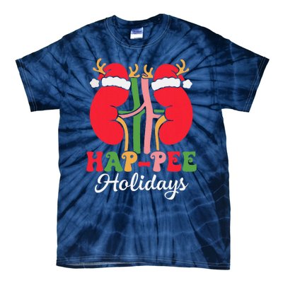 Retro Hap Pee Dialysis Kidney Nurse Santa Christmas Party Tie-Dye T-Shirt