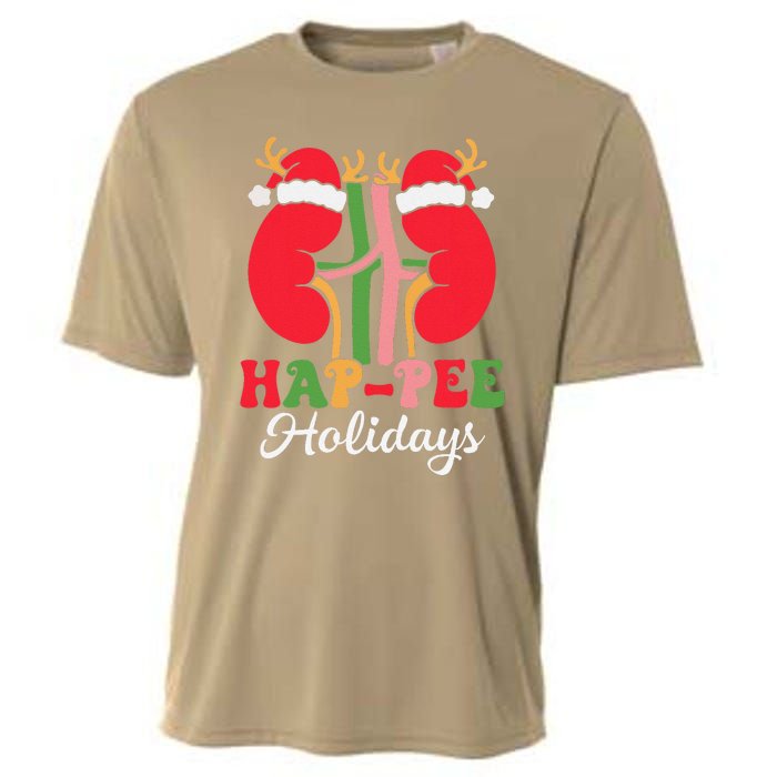 Retro Hap Pee Dialysis Kidney Nurse Santa Christmas Party Cooling Performance Crew T-Shirt