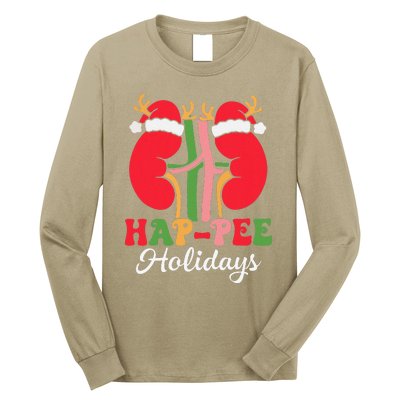 Retro Hap Pee Dialysis Kidney Nurse Santa Christmas Party Long Sleeve Shirt