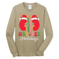 Retro Hap Pee Dialysis Kidney Nurse Santa Christmas Party Tall Long Sleeve T-Shirt