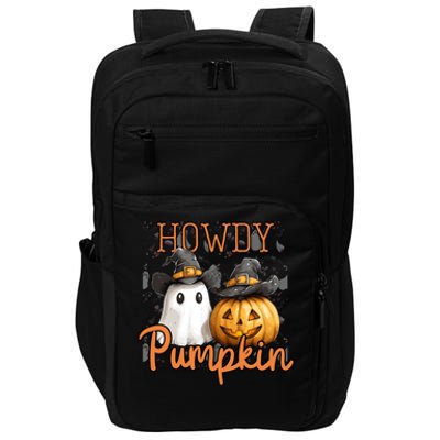 Retro Howdy Pumpkin Cowboys Funny Pumpkin Country Halloween Impact Tech Backpack