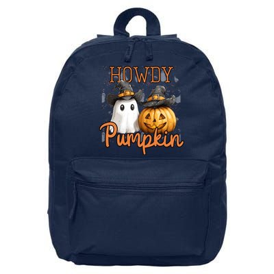 Retro Howdy Pumpkin Cowboys Funny Pumpkin Country Halloween 16 in Basic Backpack