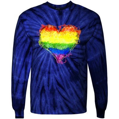 Rainbow Heart Pride Heart LGBT Pride Month Pride Celebration Tie-Dye Long Sleeve Shirt