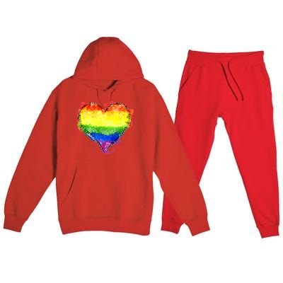 Rainbow Heart Pride Heart LGBT Pride Month Pride Celebration Premium Hooded Sweatsuit Set