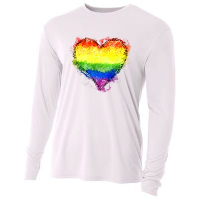 Rainbow Heart Pride Heart LGBT Pride Month Pride Celebration Cooling Performance Long Sleeve Crew