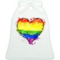 Rainbow Heart Pride Heart LGBT Pride Month Pride Celebration Ceramic Bell Ornament