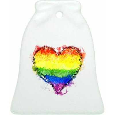 Rainbow Heart Pride Heart LGBT Pride Month Pride Celebration Ceramic Bell Ornament