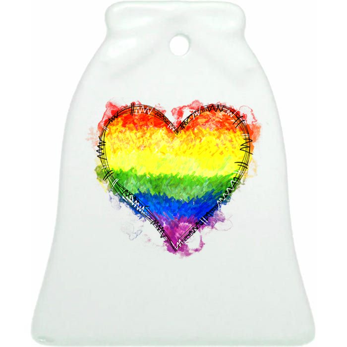 Rainbow Heart Pride Heart LGBT Pride Month Pride Celebration Ceramic Bell Ornament