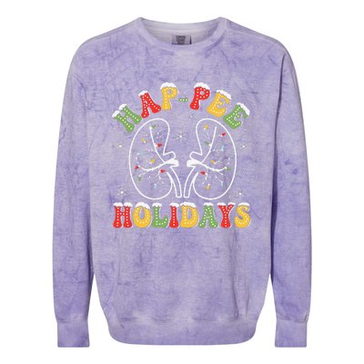 Retro Hap Pee Holidays Christmas Dialysis Nurse Kidney Xmas Colorblast Crewneck Sweatshirt