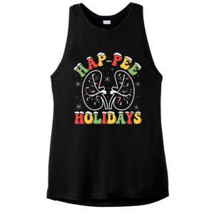 Retro Hap Pee Holidays Christmas Dialysis Nurse Kidney Xmas Ladies PosiCharge Tri-Blend Wicking Tank