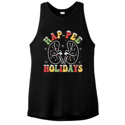 Retro Hap Pee Holidays Christmas Dialysis Nurse Kidney Xmas Ladies PosiCharge Tri-Blend Wicking Tank