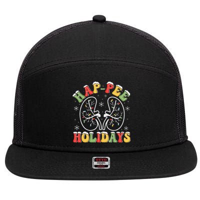 Retro Hap Pee Holidays Christmas Dialysis Nurse Kidney Xmas 7 Panel Mesh Trucker Snapback Hat