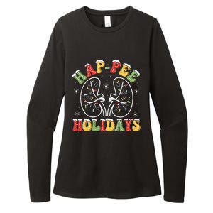 Retro Hap Pee Holidays Christmas Dialysis Nurse Kidney Xmas Womens CVC Long Sleeve Shirt