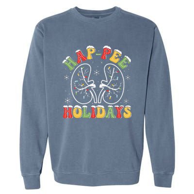 Retro Hap Pee Holidays Christmas Dialysis Nurse Kidney Xmas Garment-Dyed Sweatshirt