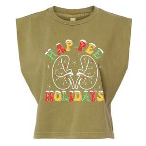 Retro Hap Pee Holidays Christmas Dialysis Nurse Kidney Xmas Garment-Dyed Women's Muscle Tee