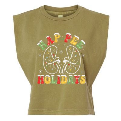 Retro Hap Pee Holidays Christmas Dialysis Nurse Kidney Xmas Garment-Dyed Women's Muscle Tee