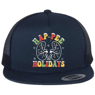 Retro Hap Pee Holidays Christmas Dialysis Nurse Kidney Xmas Flat Bill Trucker Hat