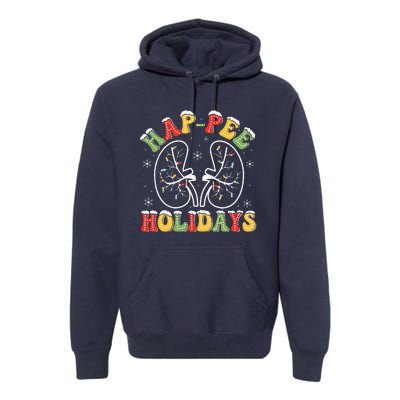 Retro Hap Pee Holidays Christmas Dialysis Nurse Kidney Xmas Premium Hoodie