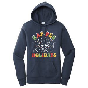 Retro Hap Pee Holidays Christmas Dialysis Nurse Kidney Xmas Women's Pullover Hoodie