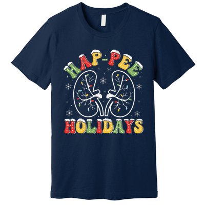 Retro Hap Pee Holidays Christmas Dialysis Nurse Kidney Xmas Premium T-Shirt