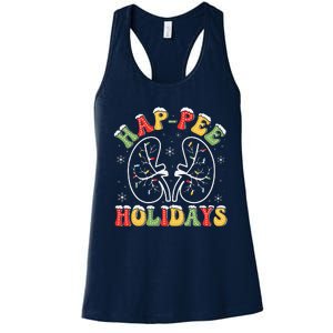 Retro Hap Pee Holidays Christmas Dialysis Nurse Kidney Xmas Women's Racerback Tank