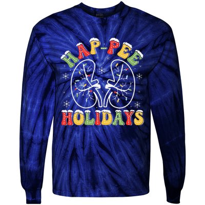 Retro Hap Pee Holidays Christmas Dialysis Nurse Kidney Xmas Tie-Dye Long Sleeve Shirt