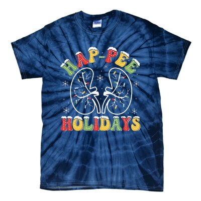 Retro Hap Pee Holidays Christmas Dialysis Nurse Kidney Xmas Tie-Dye T-Shirt