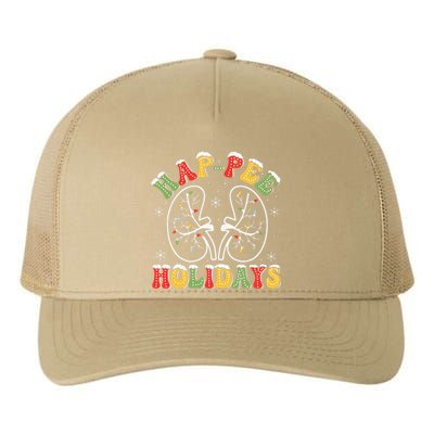 Retro Hap Pee Holidays Christmas Dialysis Nurse Kidney Xmas Yupoong Adult 5-Panel Trucker Hat