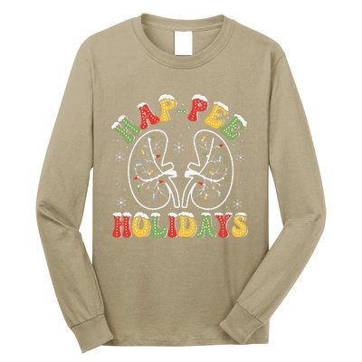 Retro Hap Pee Holidays Christmas Dialysis Nurse Kidney Xmas Long Sleeve Shirt