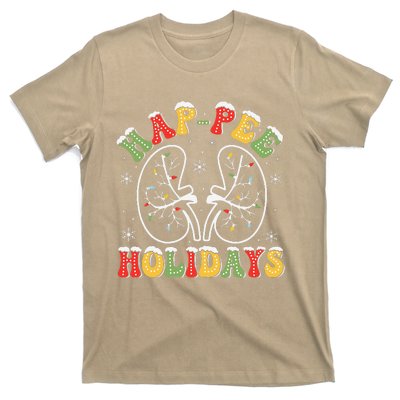 Retro Hap Pee Holidays Christmas Dialysis Nurse Kidney Xmas T-Shirt