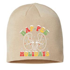 Retro Hap Pee Holidays Christmas Dialysis Nurse Kidney Xmas Sustainable Beanie