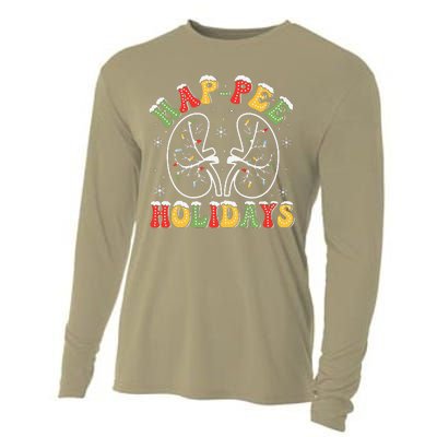 Retro Hap Pee Holidays Christmas Dialysis Nurse Kidney Xmas Cooling Performance Long Sleeve Crew