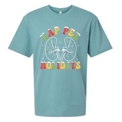 Retro Hap Pee Holidays Christmas Dialysis Nurse Kidney Xmas Sueded Cloud Jersey T-Shirt