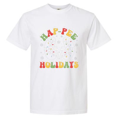 Retro Hap Pee Holidays Christmas Dialysis Nurse Kidney Xmas Garment-Dyed Heavyweight T-Shirt