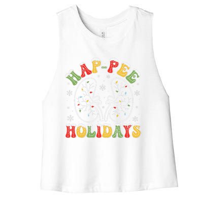 Retro Hap Pee Holidays Christmas Dialysis Nurse Kidney Xmas Women's Racerback Cropped Tank