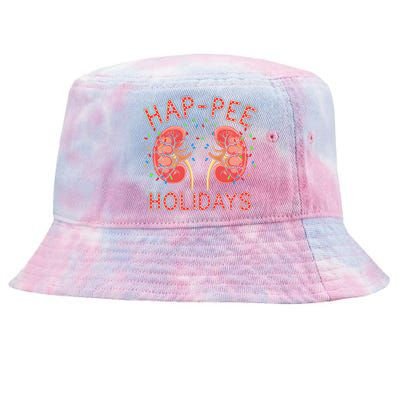 Retro Hap Pee Holidays Christmas Dialysis Nurse Kidney Xmas Tie-Dyed Bucket Hat