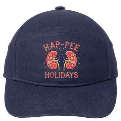 Retro Hap Pee Holidays Christmas Dialysis Nurse Kidney Xmas 7-Panel Snapback Hat