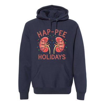 Retro Hap Pee Holidays Christmas Dialysis Nurse Kidney Xmas Premium Hoodie