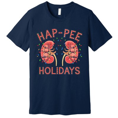 Retro Hap Pee Holidays Christmas Dialysis Nurse Kidney Xmas Premium T-Shirt