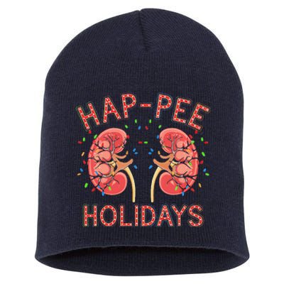 Retro Hap Pee Holidays Christmas Dialysis Nurse Kidney Xmas Short Acrylic Beanie