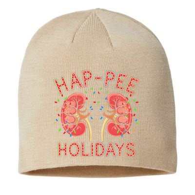 Retro Hap Pee Holidays Christmas Dialysis Nurse Kidney Xmas Sustainable Beanie