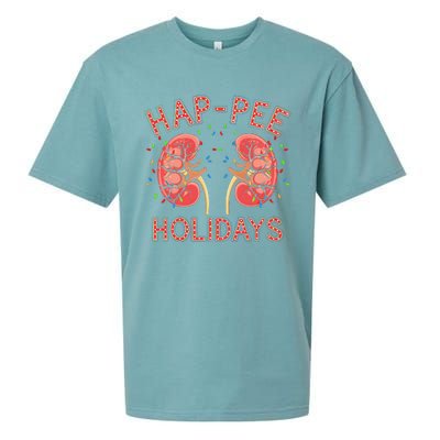 Retro Hap Pee Holidays Christmas Dialysis Nurse Kidney Xmas Sueded Cloud Jersey T-Shirt