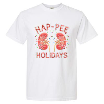 Retro Hap Pee Holidays Christmas Dialysis Nurse Kidney Xmas Garment-Dyed Heavyweight T-Shirt