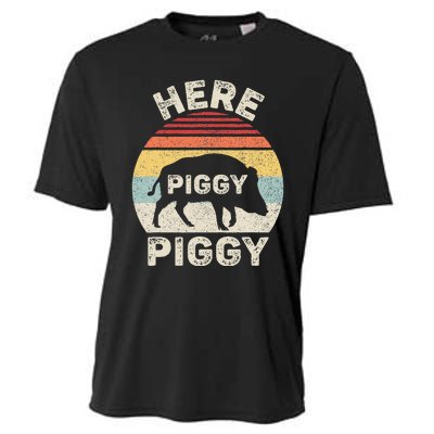 Retro Here Piggy Piggy Boar Hunting Pig Hog Hunter Cooling Performance Crew T-Shirt