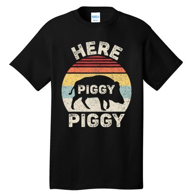 Retro Here Piggy Piggy Boar Hunting Pig Hog Hunter Tall T-Shirt