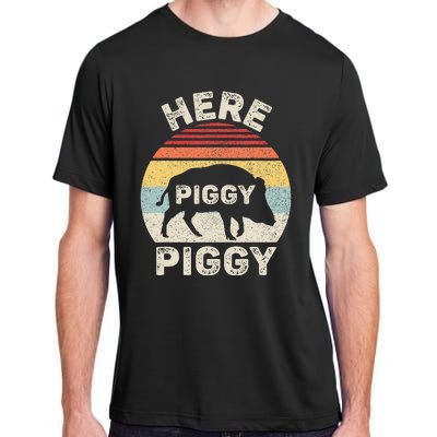 Retro Here Piggy Piggy Boar Hunting Pig Hog Hunter Adult ChromaSoft Performance T-Shirt