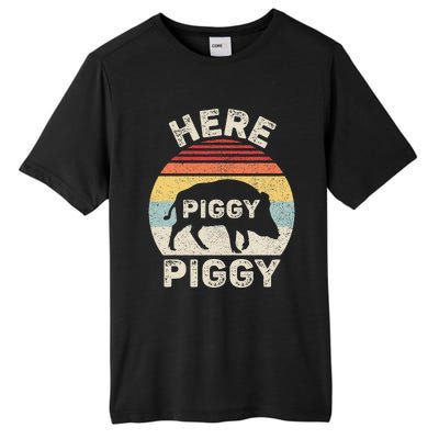 Retro Here Piggy Piggy Boar Hunting Pig Hog Hunter Tall Fusion ChromaSoft Performance T-Shirt