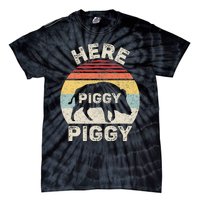 Retro Here Piggy Piggy Boar Hunting Pig Hog Hunter Tie-Dye T-Shirt