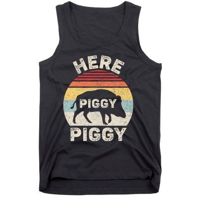 Retro Here Piggy Piggy Boar Hunting Pig Hog Hunter Tank Top